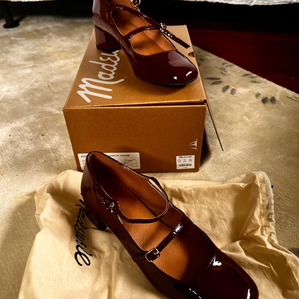 Madewell Burgundy Heeled Mary Jane Shoes